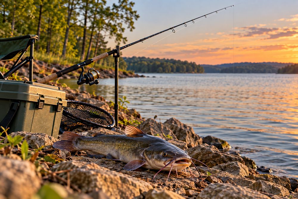 Bank Fishing for Catfish on Lake Hartwell Bank Fishing for Catfish on Lake Hartwell